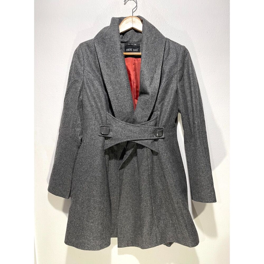 Andre Badi wool jacket flare winter business casual gray old money women M